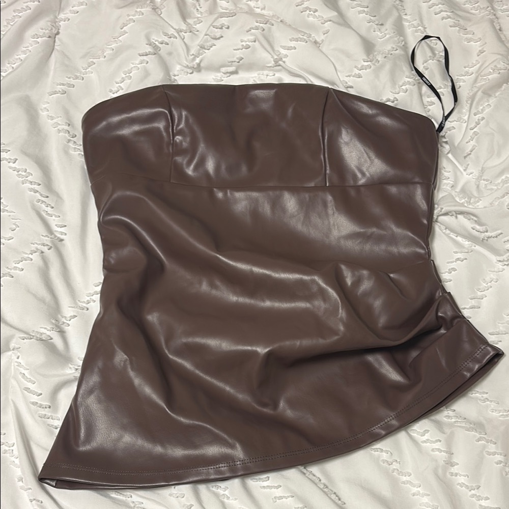 Forever 21 Chocolate Faux Leather Top